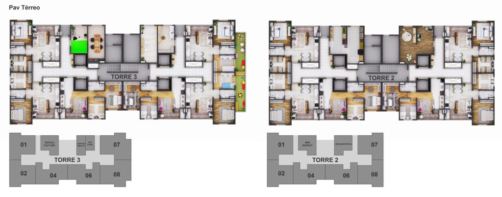 Implantação térreo - Torre 2 e 3